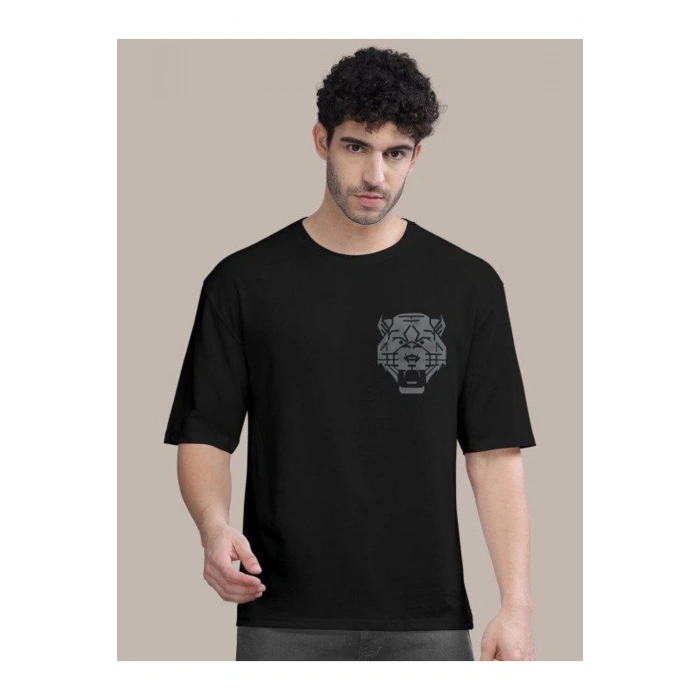 Erkek Baskılı Oversize T-shirt - Siyah