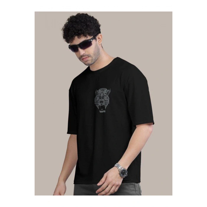 Erkek Baskılı Oversize T-shirt - Siyah