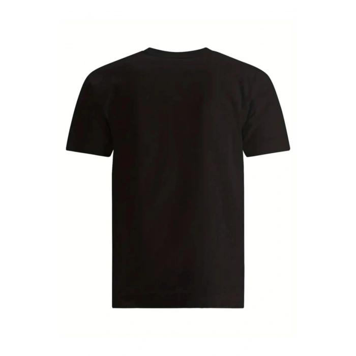 Baskılı Oversize Bisiklet Yaka T-shirt - Siyah