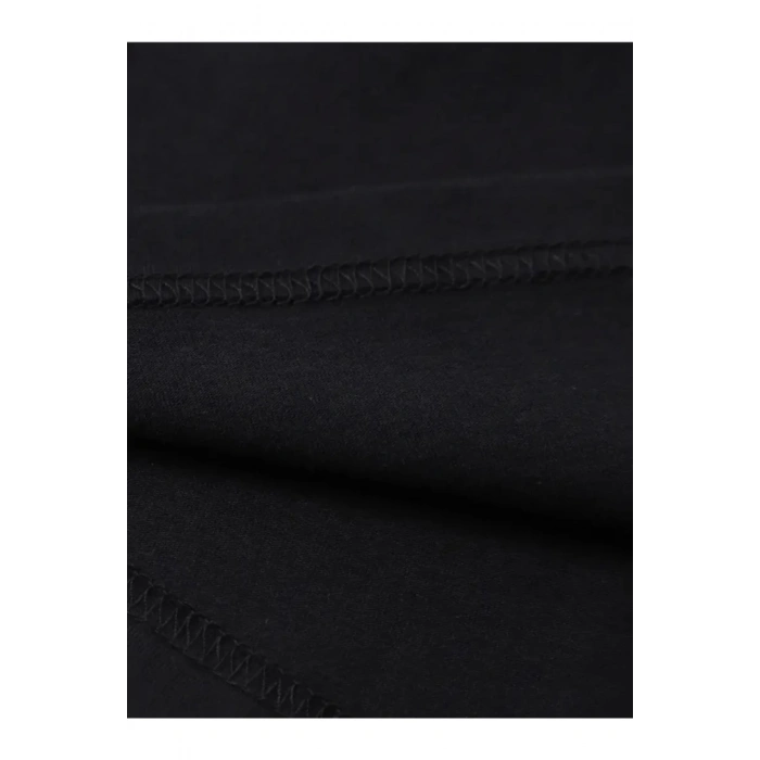 Baskılı Oversize Bisiklet Yaka T-shirt - Siyah