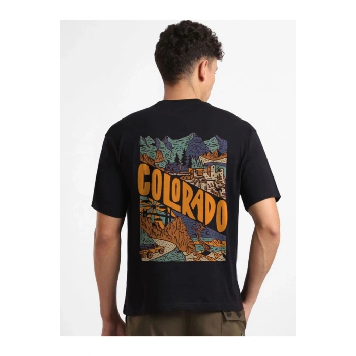 Erkek Baskılı Oversize T-shirt - Siyah