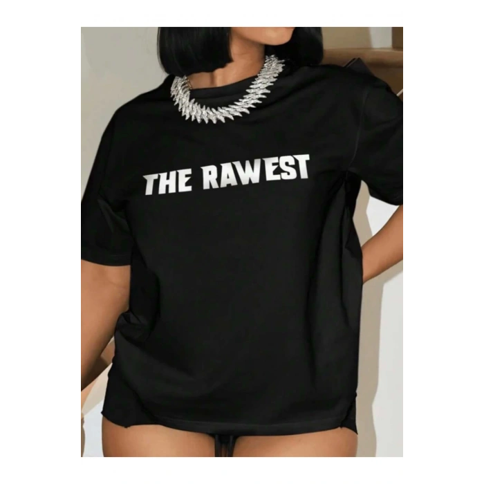Baskılı Oversize T-shirt - Siyah