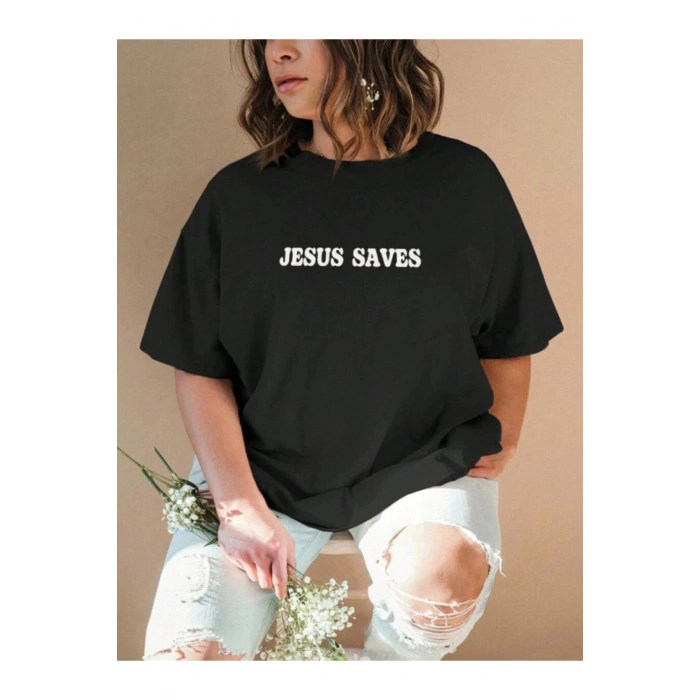 Baskılı T-shirt - Siyah