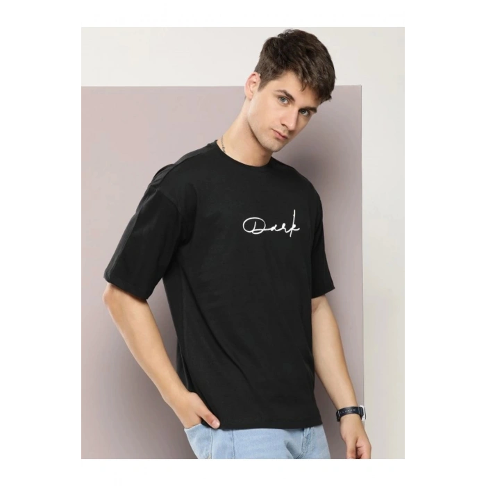 Erkek Baskılı Oversize T-shirt - Siyah