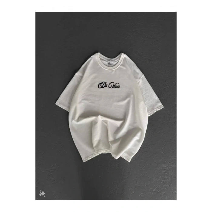 Unisex Baskılı Oversize T-Shirt - Beyaz