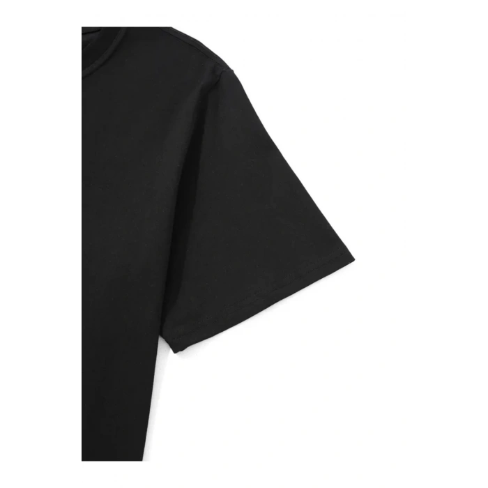 Baskılı Oversize Bisiklet Yaka T-shirt - Siyah