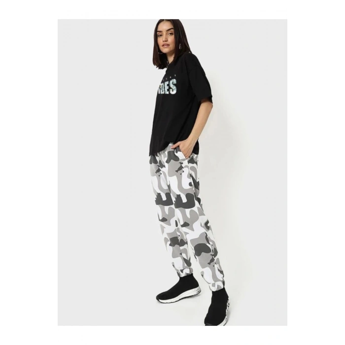 Baskılı Oversize T-shirt - Siyah