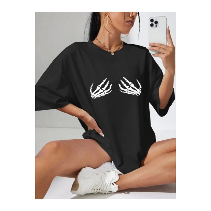 Baskılı T-shirt - Siyah