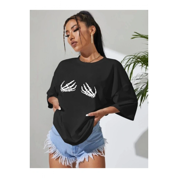 Baskılı T-shirt - Siyah