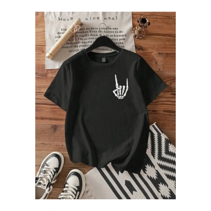 Baskılı T-shirt - Siyah