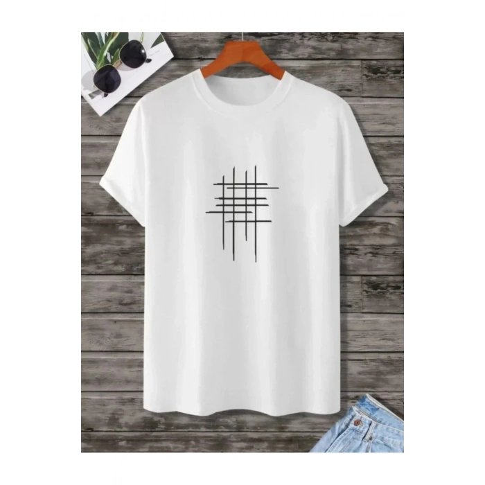 Unisex Baskılı Oversize T-Shirt - Beyaz