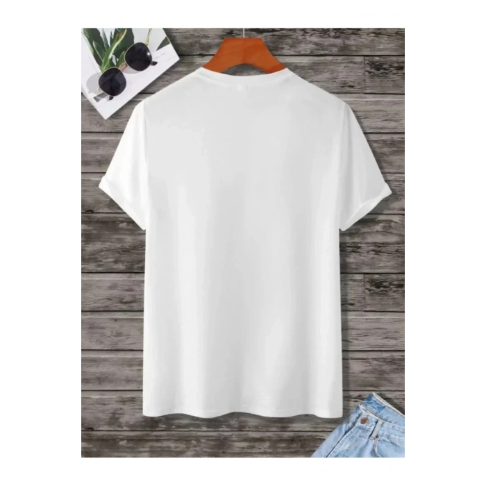 Unisex Baskılı Oversize T-Shirt - Beyaz