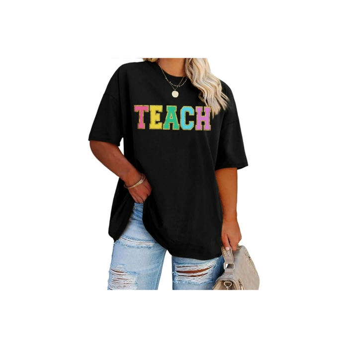 Baskılı T-shirt - Siyah