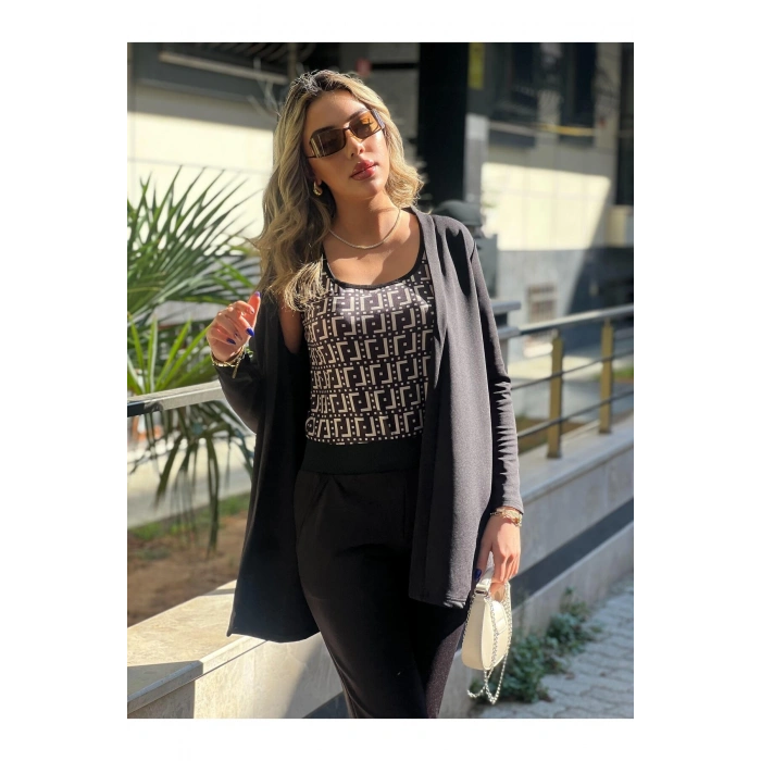 Kadın Uzun Kollu Krep üçlü Takım