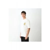 Unisex Bisiklet Yaka Baskılı Oversize T-Shirt - Beyaz