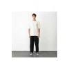 Unisex Bisiklet Yaka Baskılı Oversize T-Shirt - Beyaz