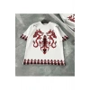 Unisex Bisiklet Yaka Baskılı Oversize T-Shirt - Beyaz