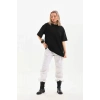 HAZEGO Unisex Bisiklet Yaka 20/1 Düz Oversize T-Shirt - Siyah