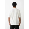 Edolika Unisex Baskılı Oversize T-Shirt - Beyaz