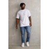 Unisex Baskılı Oversize T-Shirt - Beyaz