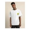 Unisex Bisiklet Yaka Baskılı Oversize T-Shirt - Beyaz