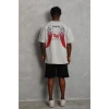 DRGY Unisex Oversize Baskılı Bisiklet Yaka T-Shirt - Gri