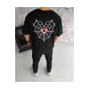 Unisex Bisiklet Yaka Baskılı Oversize T-Shirt - Siyah