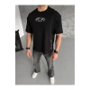 Moda Wanilia Unisex Baskılı Oversize T-shirt - Siyah