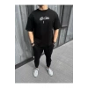 Unisex Baskılı Oversize T-Shirt - Siyah