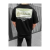 Unisex Baskılı Oversize T-Shirt - Siyah