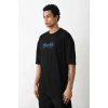 Unisex Baskılı Oversize T-Shirt - Siyah