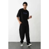 Unisex Baskılı Oversize T-Shirt - Siyah