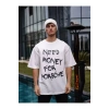NİDAM BUTİK Unisex Bisiklet Yaka Baskılı Oversize T-Shirt - Beyaz