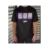 Unisex Bisiklet Yaka Baskılı Oversize T-Shirt - Siyah