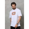 Unisex Bisiklet Yaka Baskılı Oversize T-Shirt - Beyaz