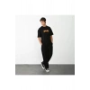 Unisex Bisiklet Yaka Baskılı Oversize T-Shirt - Siyah