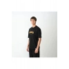 Unisex Bisiklet Yaka Baskılı Oversize T-Shirt - Siyah