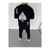 Unisex Bisiklet Yaka Baskılı Oversize T-Shirt - Siyah