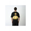 Unisex Bisiklet Yaka Baskılı Oversize T-Shirt - Siyah