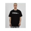 Unisex Bisiklet Yaka Baskılı Oversize T-Shirt - Siyah