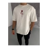 ERKEK Bisiklet Yaka Baskılı Oversize Kısa kol T-Shirt - Beyaz