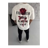 ERKEK Bisiklet Yaka Baskılı Oversize Kısa kol T-Shirt - Beyaz