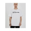 Unisex Bisiklet Yaka Baskılı Oversize T-Shirt - Beyaz