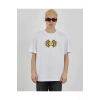 Unisex Bisiklet Yaka Baskılı Oversize T-Shirt - Beyaz