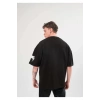 Unisex Bisiklet Yaka Baskılı Oversize T-Shirt - Siyah