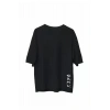 Unisex Bisiklet Yaka Baskılı Oversize T-Shirt - Siyah