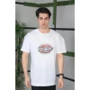 Unisex Baskılı Oversize T-Shirt - Beyaz