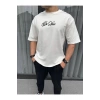 Unisex Baskılı Oversize T-Shirt - Beyaz
