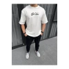 Unisex Baskılı Oversize T-Shirt - Beyaz