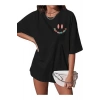 Gökyüzü Moda Bisiklet Yaka Kısa Kol Baskılı T-shirt - Siyah